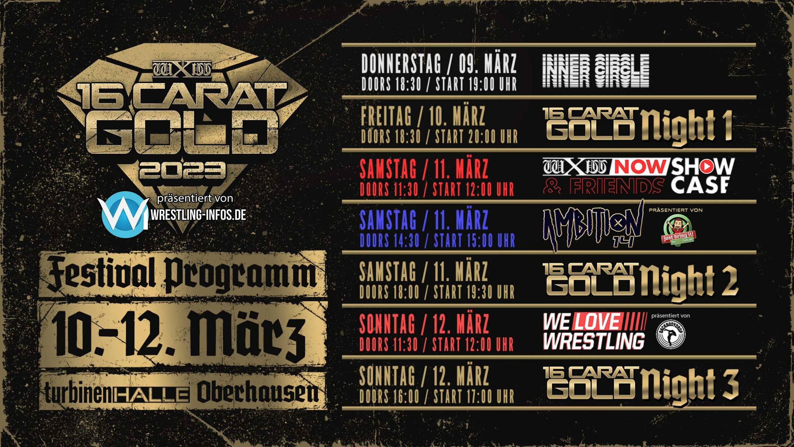 wXw 16 Carat Gold | Pro Wrestling Schedule