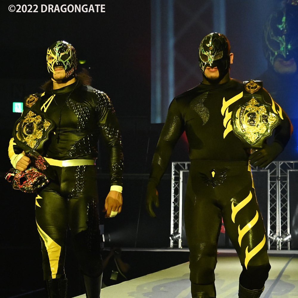 An image of Diamante and Shun as tag team champions